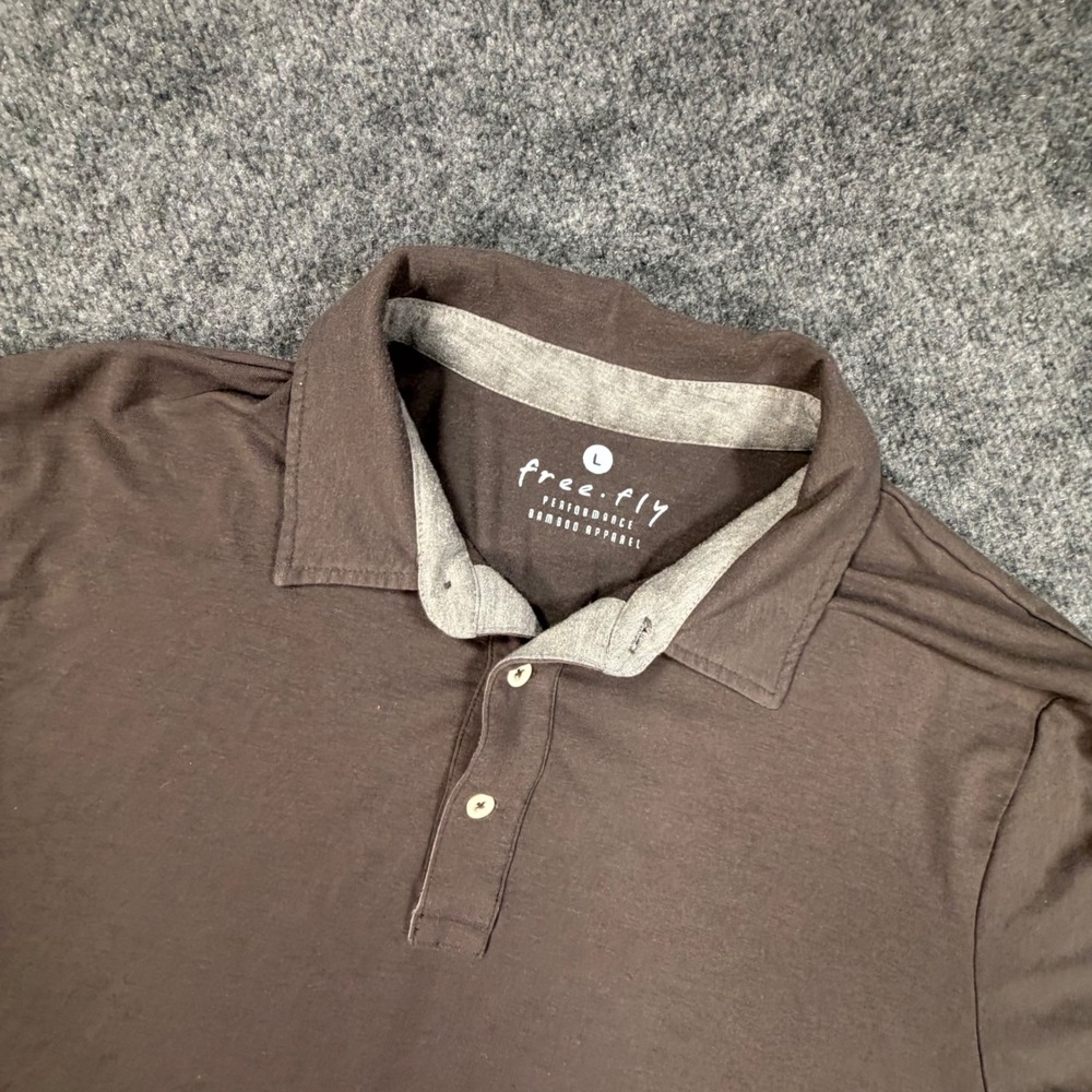 Free Fly Performance Bamboo Polo Shirt Mens Large Brown Short Sleeve 0982
